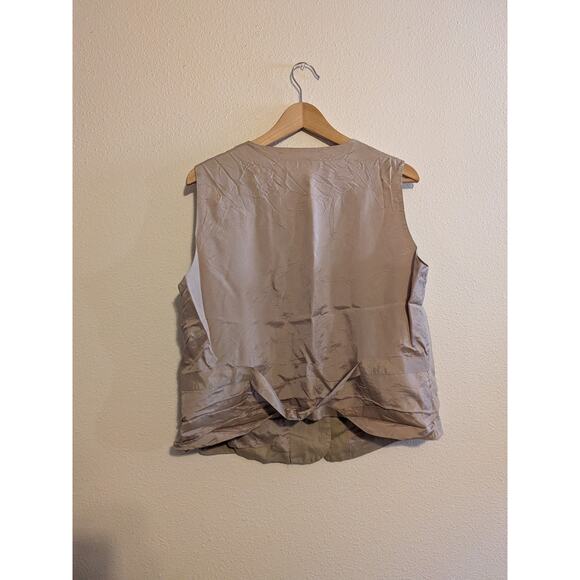 Stephanie Andrews cream embroidered button down linen vest size XL - Picture 6 of 6